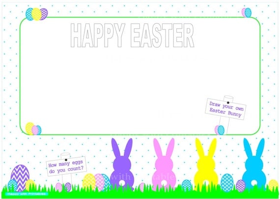 Items similar to Printable Easter Bunny Placemat - Easter Party ...