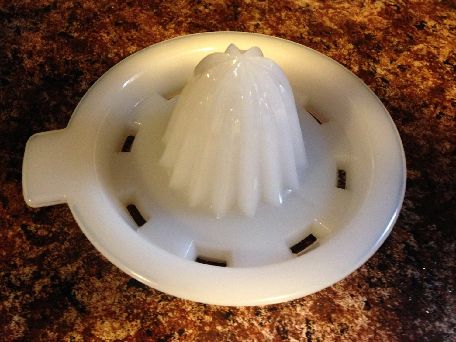 Vintage Milk Glass Juicer Strainer Reamer