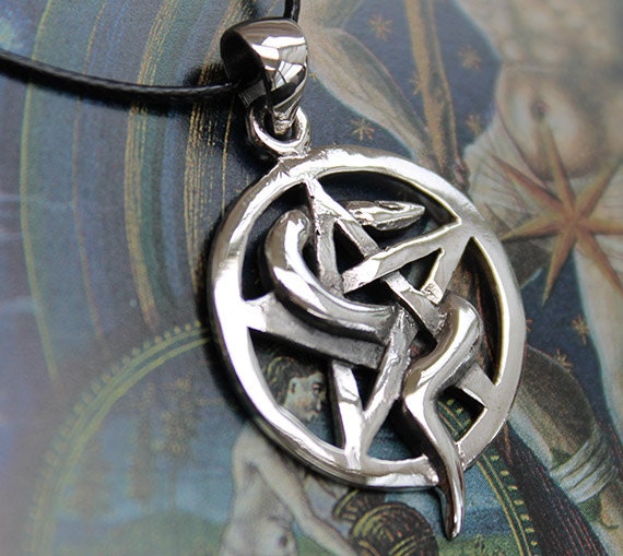 Snake Wrapped Around a Pentacle Pendant in by GreenManTrading