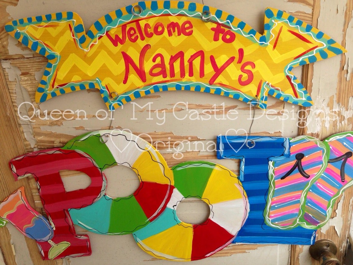 Pool door hanger sign