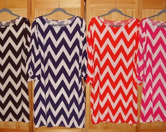 Chevron womens/ladies 3/4 sleeve ladies dresses in s, m, l, or xl
