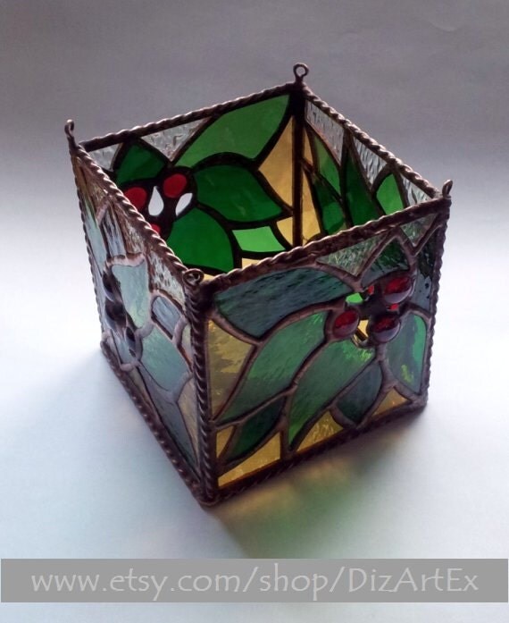 Christmas Candle Holder Of Stained Glass Handmade By Dizartex 4660