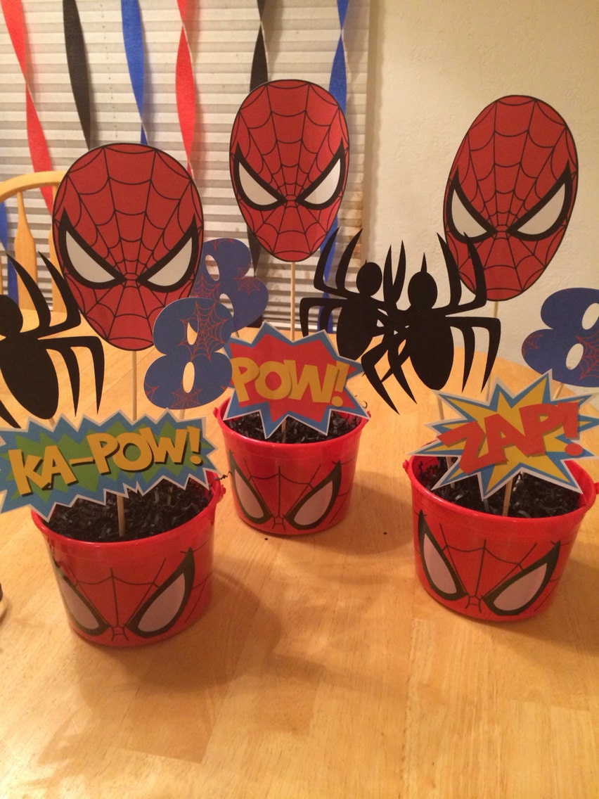 Spiderman centerpiece picks by Verycraftymommy2 on Etsy