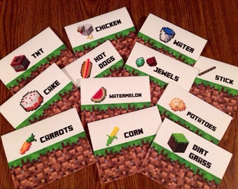 Minecraft Birthday Party Sign Tents & Bookmarks