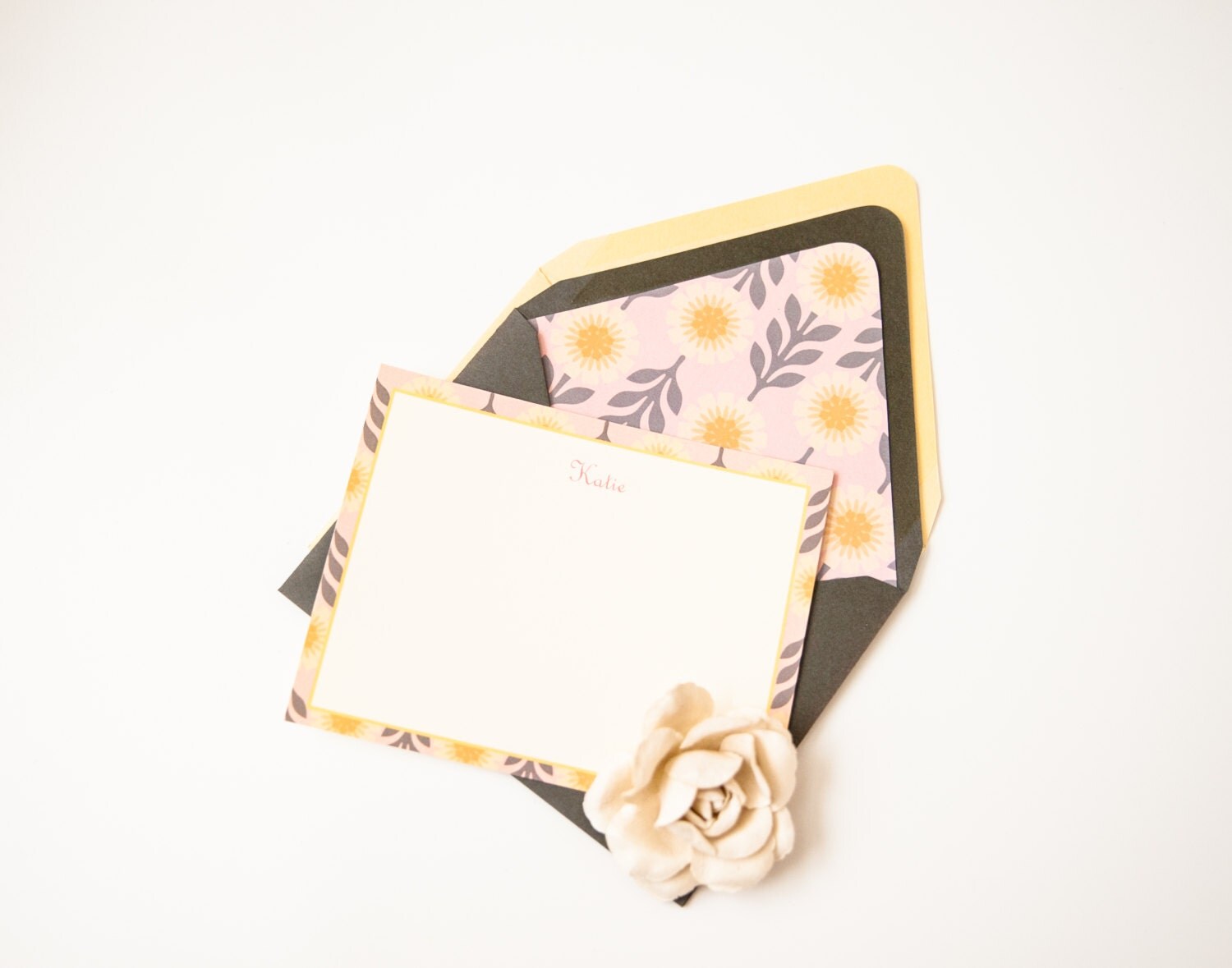 Personalized Stationery Set 6 Envelopes by HerringboneHearts