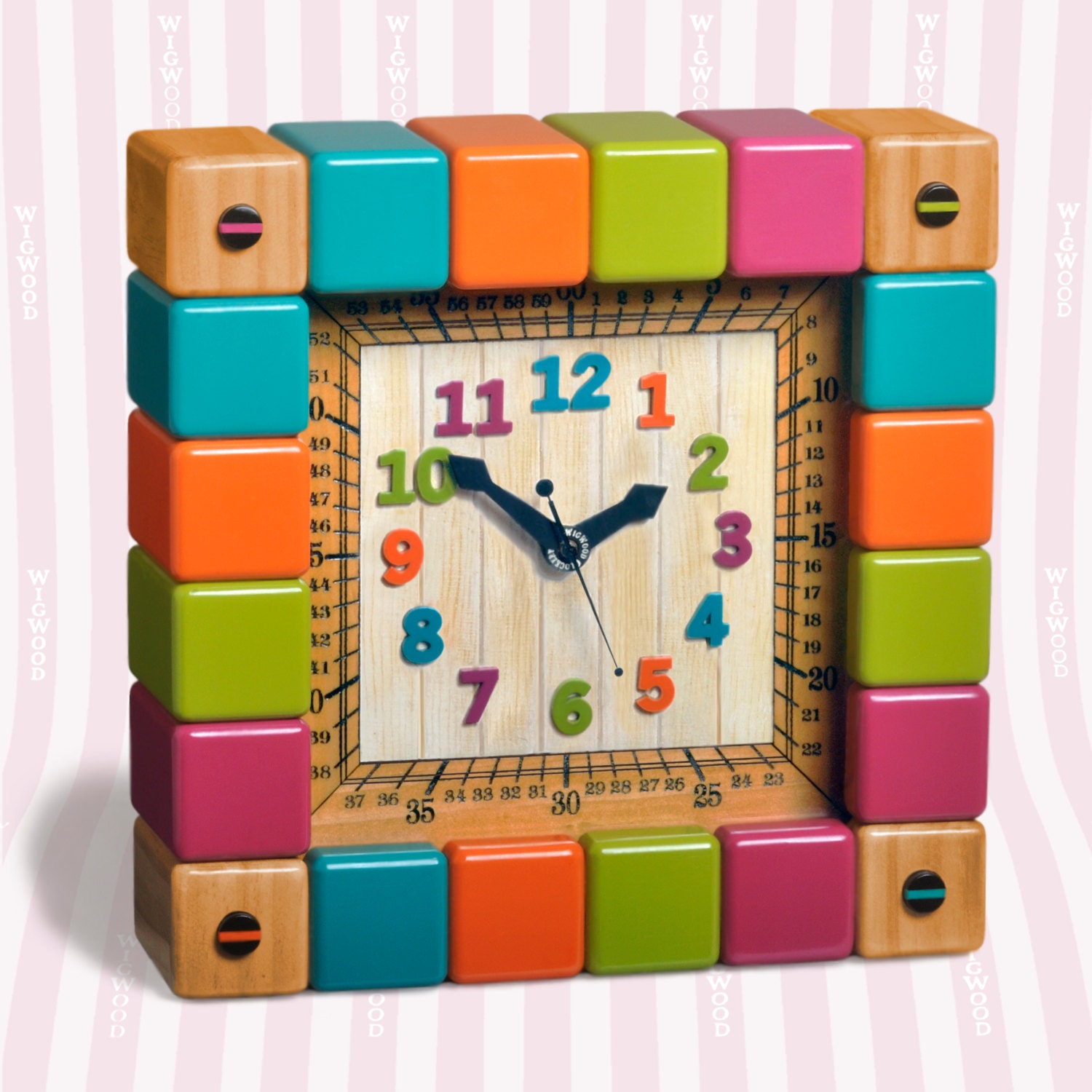 the KIDDIEBLOCK 'Numbers' clock in Tropical Colors