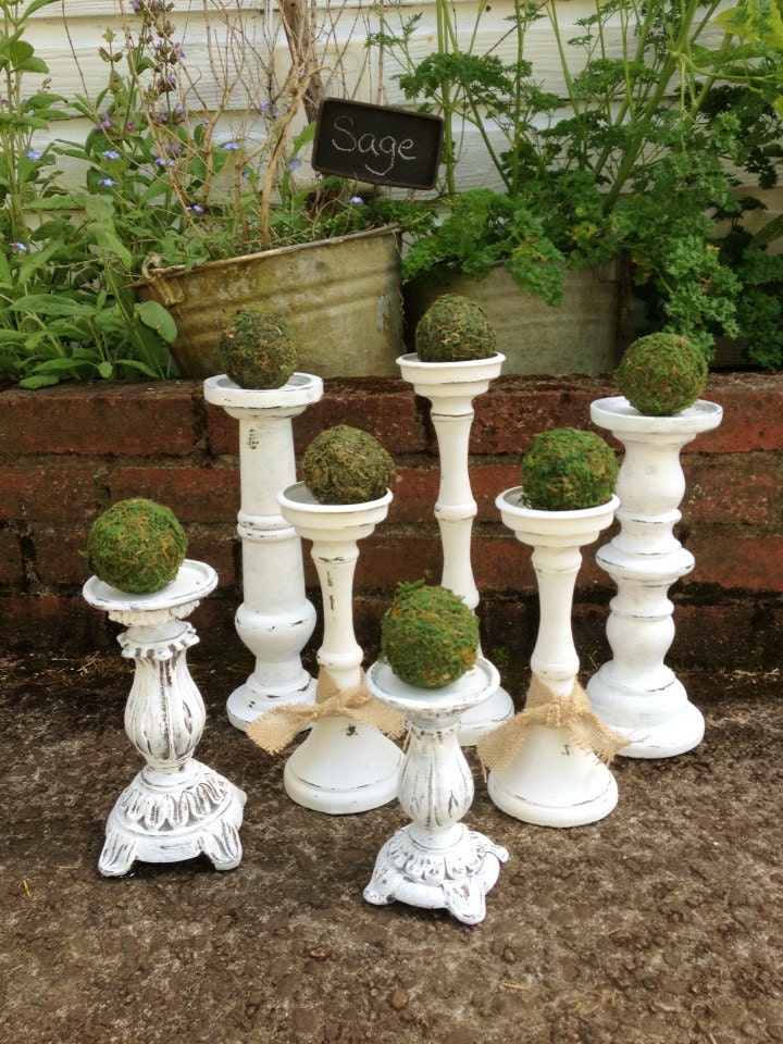 shabby cottage chic white candle sticks set 7 distressed shabby cottage chic white candle sticks set 7 distressed