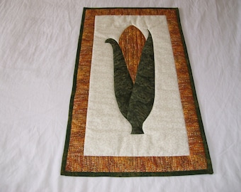 Fall quilt-fall corn-machine quilted and appliqued good for a wall or table decoration.