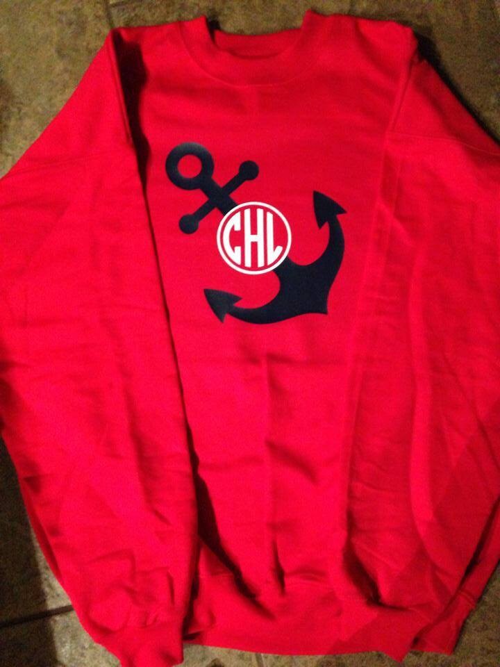 Glitter Anchor TShirt with Monogram by VibrantVinylbySarah