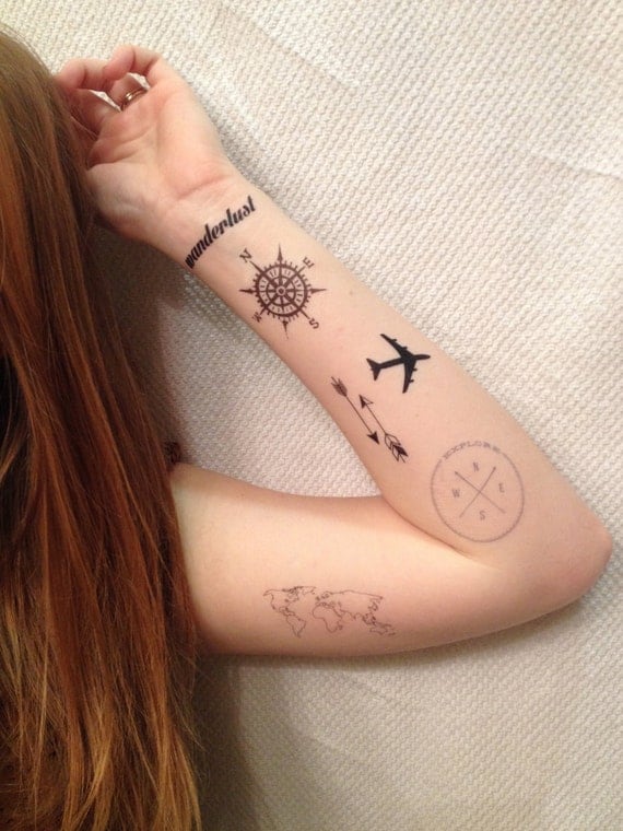 6 Travel Temporary Tattoos Pack - SmashTat