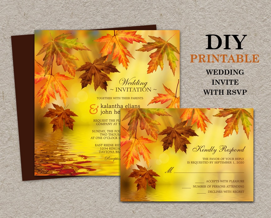 Fall Wedding Invitations Printable 1