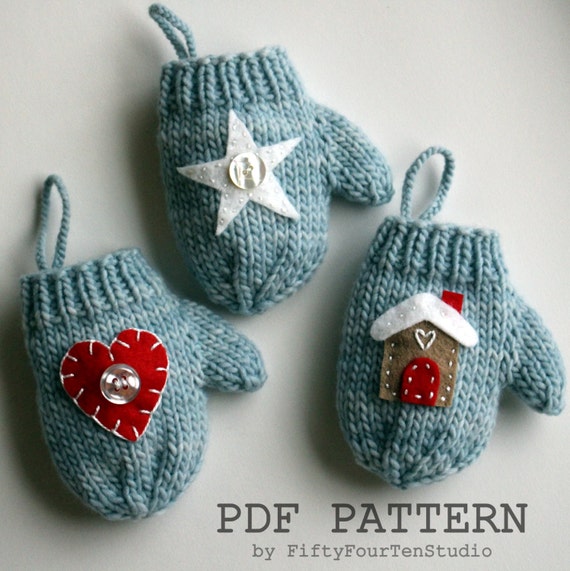 Knitting PATTERN / Christmas Decoration / Mini Mitten Ornament