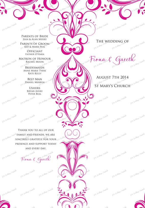 Wedding Order Of Service Scroll Template 4