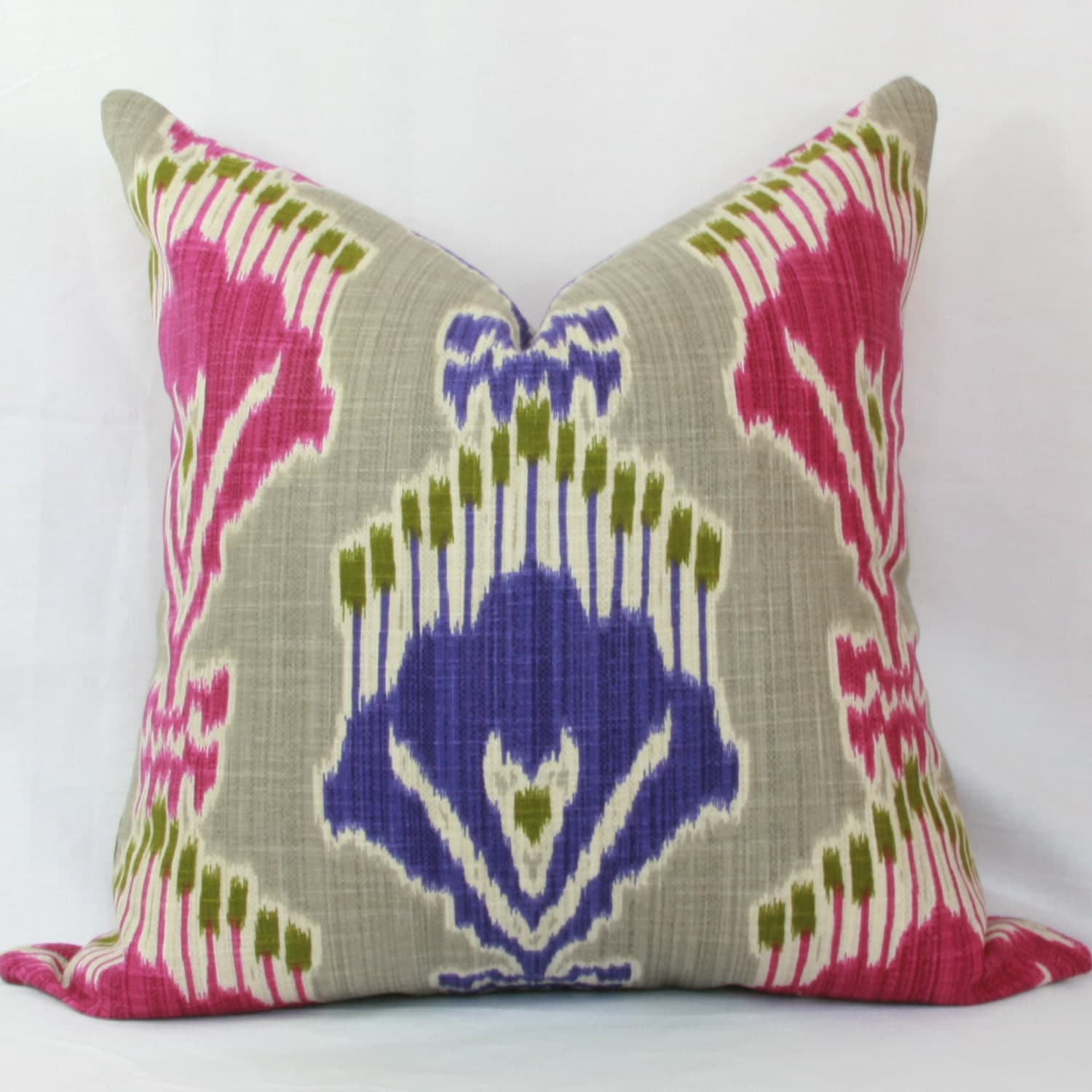 Pink & purple ikat decorative throw pillow cover. 18x 18. 20