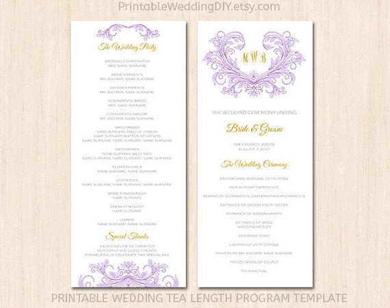 Printable wedding ceremony program by YourWeddingTemplates on Etsy Image