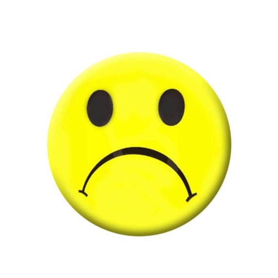 Sad Face 25mm Pin Back Button Badge by JellyBeanBadges on Etsy