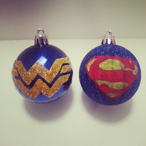 superman and wonder woman superhero christmas ornaments superman and wonder woman superhero christmas ornaments