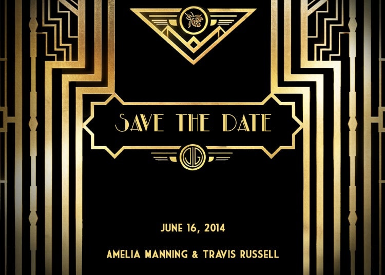Great Gatsby Style Art Deco Save the Date Card by StudioDMD