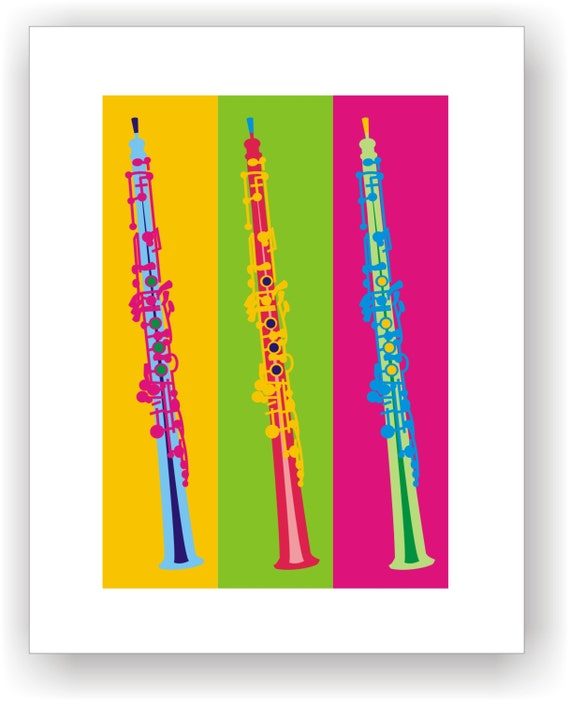 Oboe Pop Art Original Print by C Wiedenheft comes with a