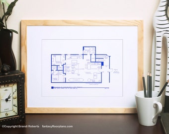 Frasier Apartment Poster TV Show Floor Plan BluePrint Art