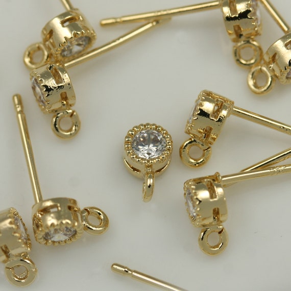 Stud Earrings lot Stud earring findings Hooks 16K gold plated