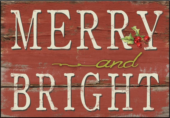 Merry and Bright wooden sign Christmas signs Christmas plaques