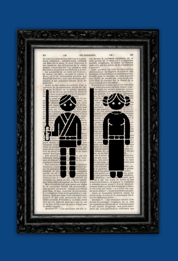 Star Wars Toilet Sign Art Print WC Luke Leia by ThePurpleHamster