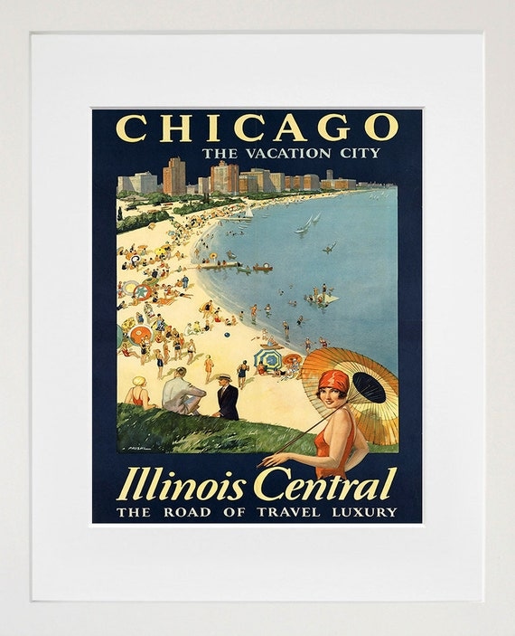 Art home Decor  Travel Chicago Poster vintage chicago decor Print (ZT219) Home Vintage