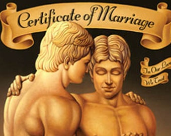 Gay Wedding Certificate Gay Wedding Same Sex Marriage - Certificate Keepsake 12x16 Print