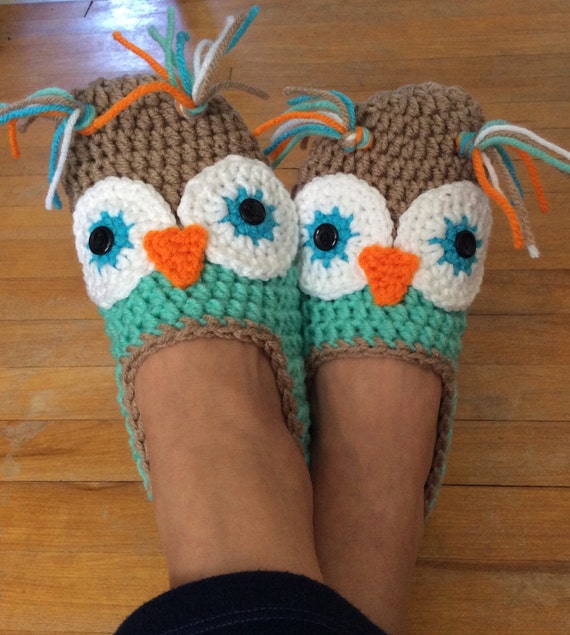 Crochet Owl Slippers Custom Made Women/Men/Children