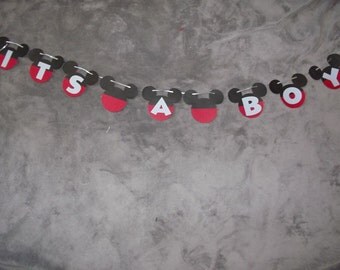 Disney Mickey Mouse "It's A Boy" banner. Great for Baby Showers. It's a boy baby shower decorations. Free Shipping