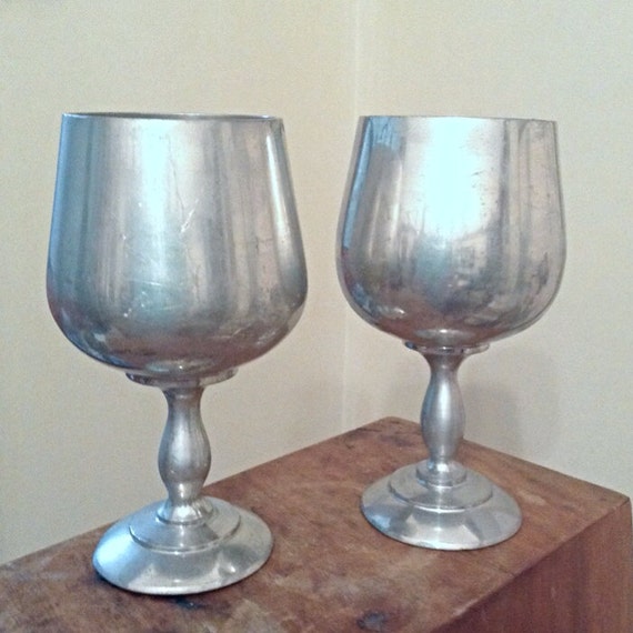 Items similar to Vintage Banka Tin Pewter Wine Goblets on Etsy