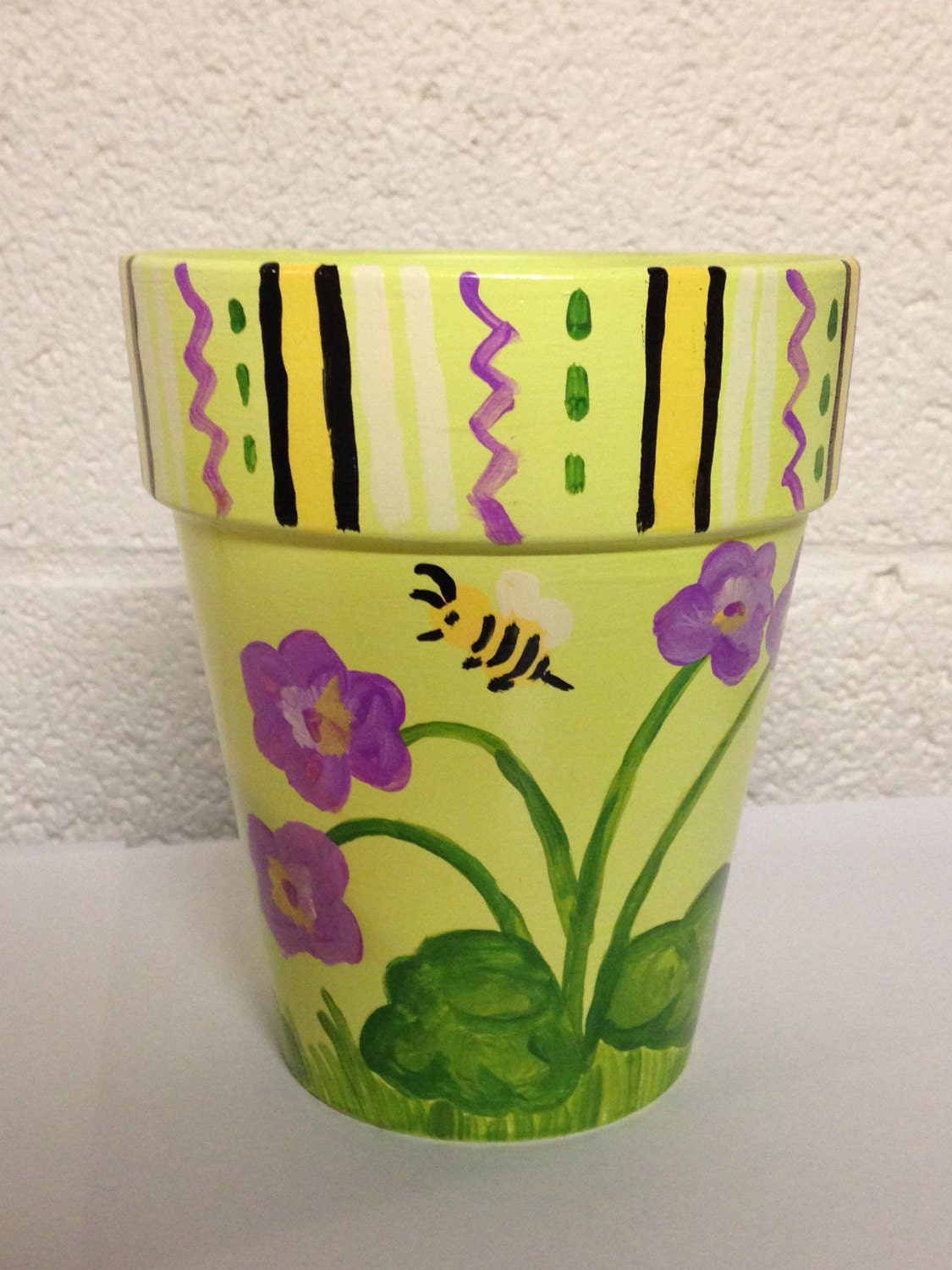 Hand Painted 5 inch Decorative Flower Pot Floral Design