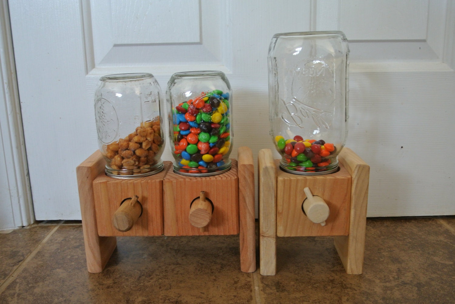 Candy dispenser. A Handmade Wood Candy Dispenser Makes a