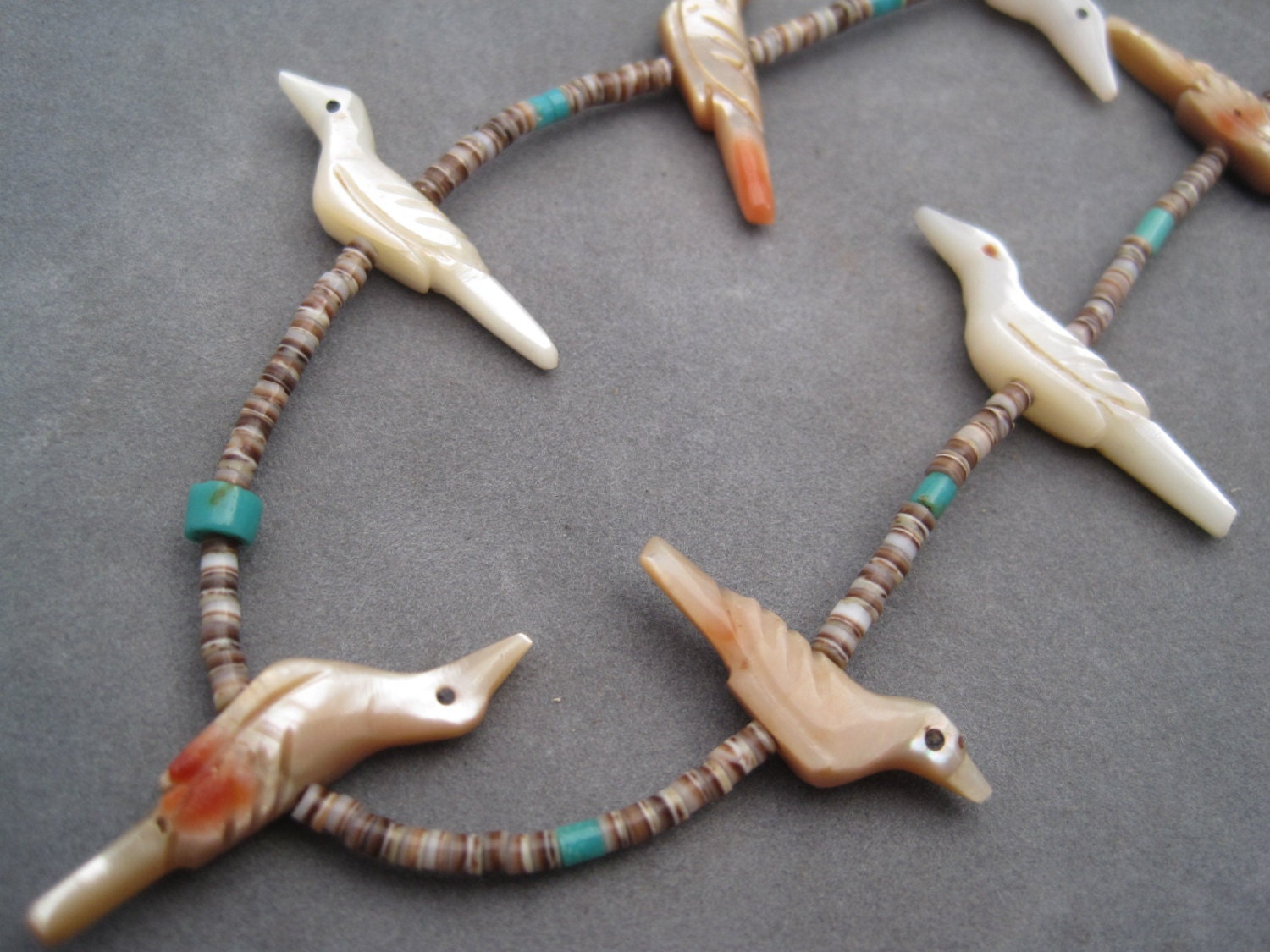 fetish necklace Indian silver bird