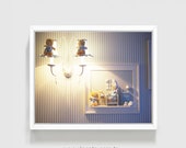 Romantic decoration nursery bedroom, Baby blue newborn room decor, nursery decor wall hanging, Shabby chic frame art new baby boy gift idea