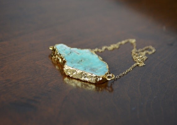 Flat Gold Edged Chrysoprase Necklace 14kt Gold Filled Chain