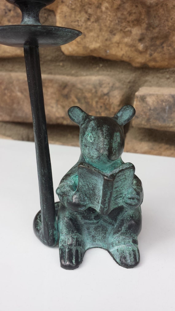 Verdigris Brass Mouse Candle Holder Mouse by JewelsandMetals