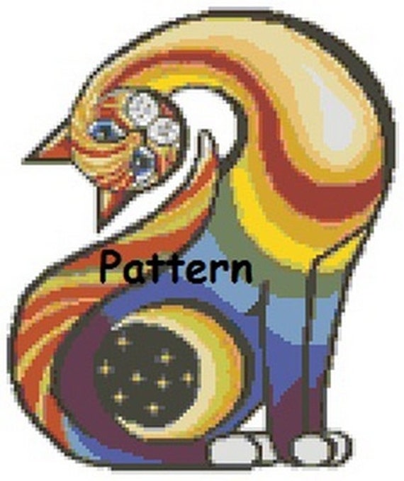 Abstract Cat 1. Cross Stitch Pattern. PDF Files.