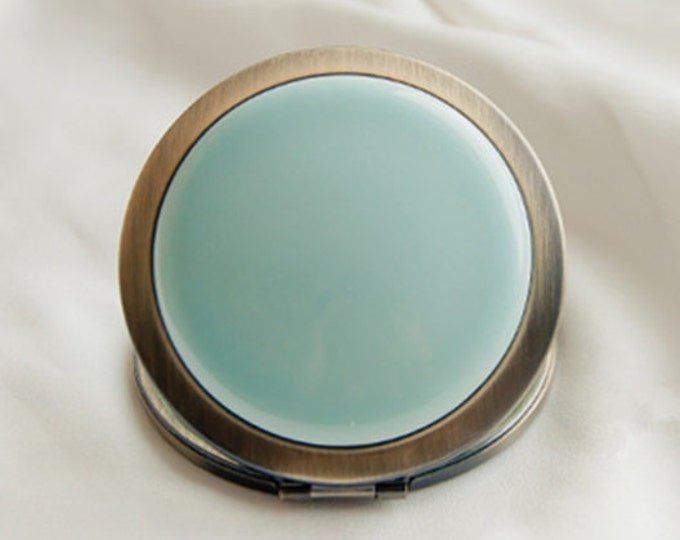 Elegant Solid Color Ceramic Compact Mirrorr /Pocket Mirror Red/Sky Blue/White