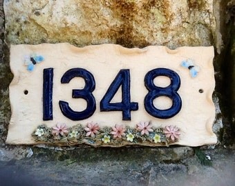 House number plaque, ceramic door numbers, door numbers.
