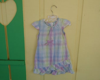 Soft Pastel Plaid Little girl's Dress Size 2T