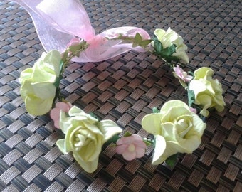 Flower headband for Blythe, lima roses and pink mulberry