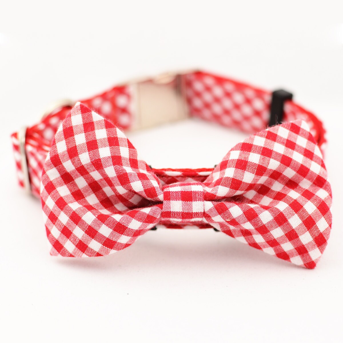 Personalized Dog Collar and Bow Tie SetFabric C11 Red