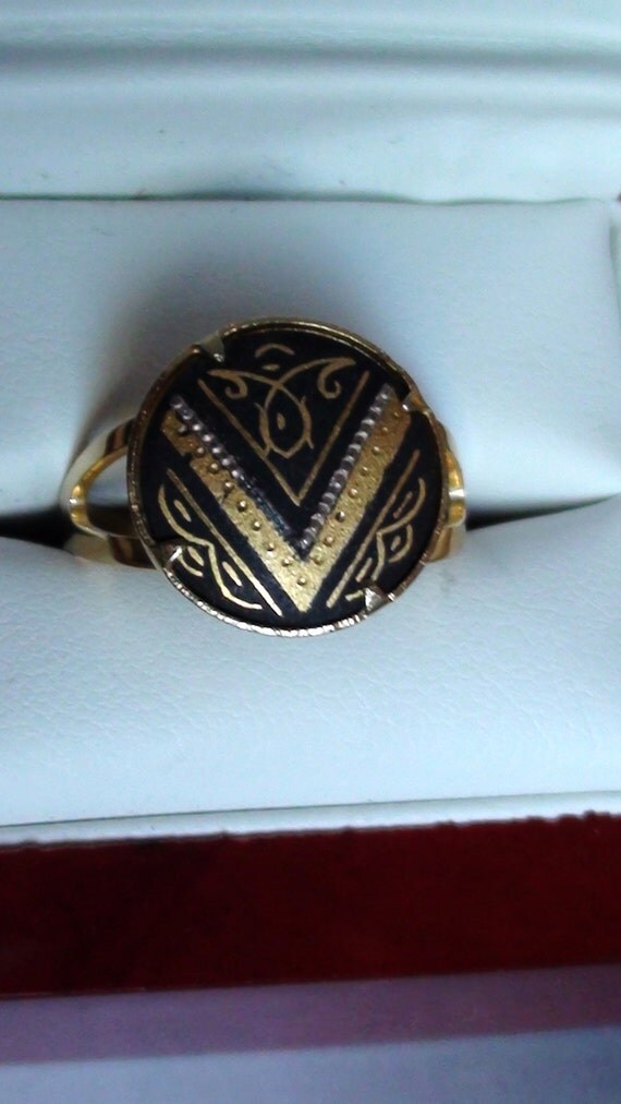 Vintage Damascene Adjustable Ring Spanish by LuisBlindFinds