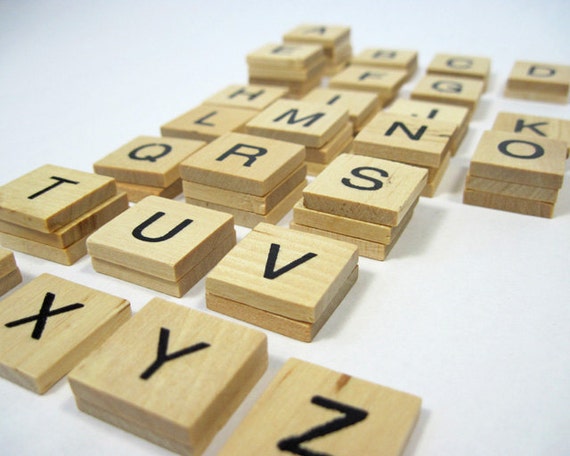 Wood Alphabet Tiles Letter Tiles 60 Pieces ABCs by BusyLittleBird