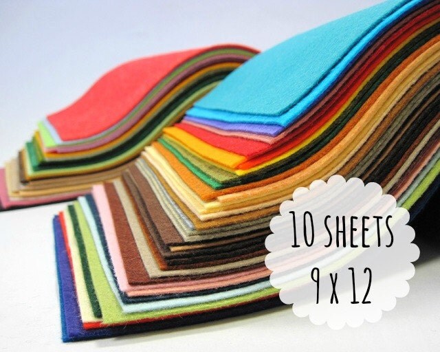 Wool Blend Felt Sheets 9 x 12 inches Felt Fabric You