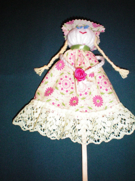 Chopstick Flower Girl Puppet by HookNeedleNScissors on Etsy