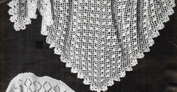 Triangular Head Scarf Vintage Crochet Pattern PDF / Crocheted