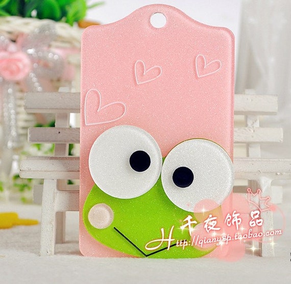 Keroppi frog inspired Acrylic Resin Keychain Key Ring Charm ID